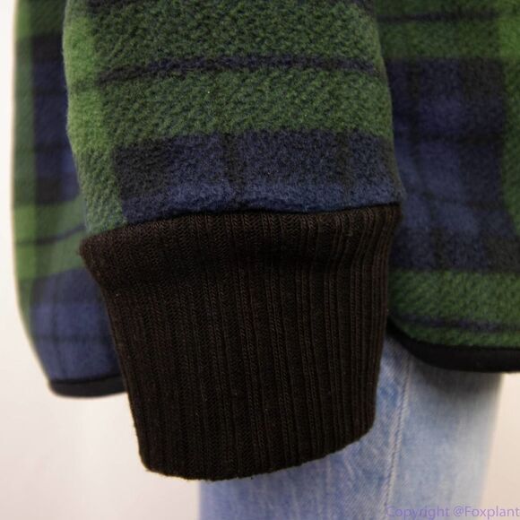 NWT JACHS Girlfriend green blue plaid Buffalo Sherpa jacket, size M - Picture 12 of 16